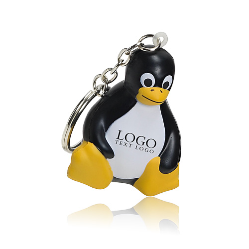 Sitting Penguin Stress Reliever Key Chain With Custom Logo