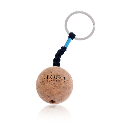 Custom Wood Cork Ball Keychain