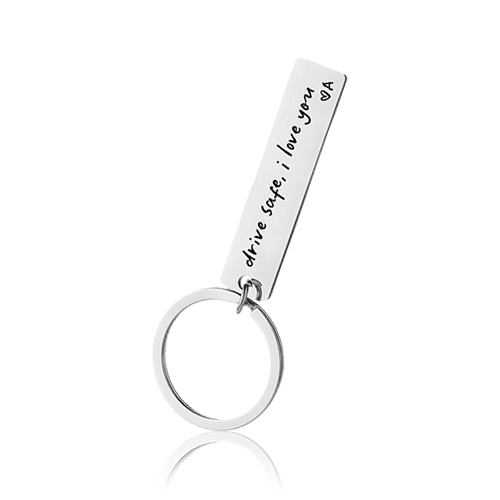 Drive Safe Custom Stainless Steel Keychain for Couple