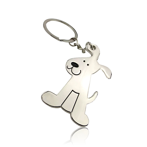 Double-sided 3D Rocking Metal Dog Keychain with Customized Logo