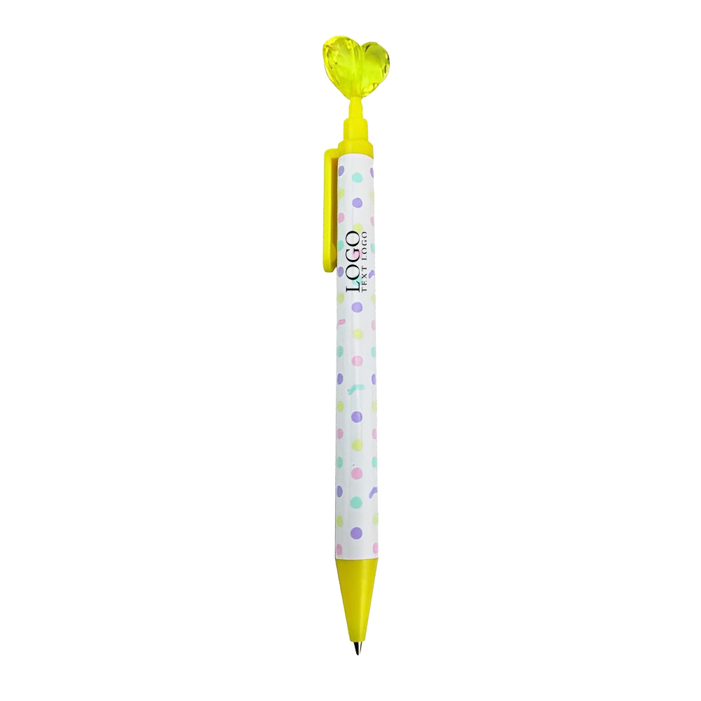 Acrylic Heart-shaped Decorative Click Pencil Yellow With Lpgp Acrylic Heart-shaped Decorative Click Pencil Yellow With Lpgp