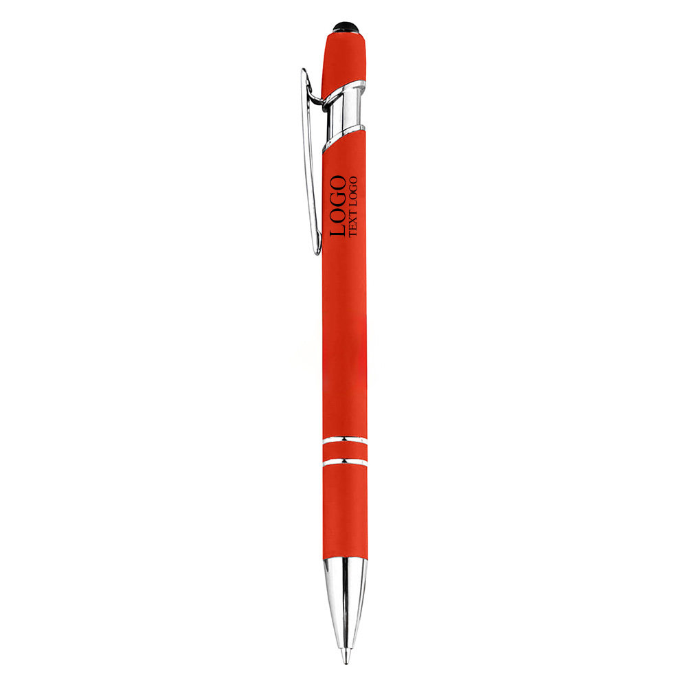 Rubber Black Stylus Ballpoint Gift Pen Red With Logo1
