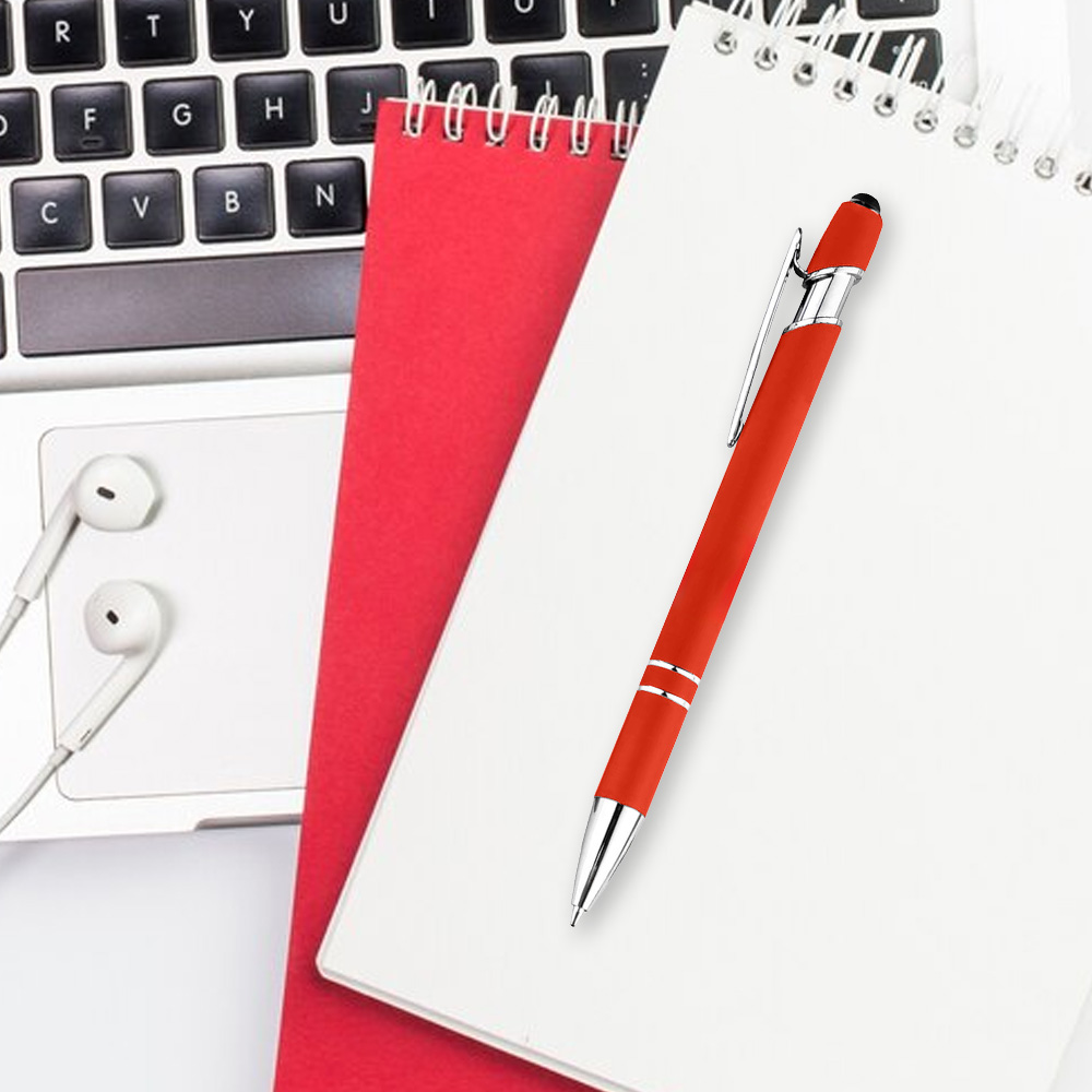 Rubber Black Stylus Ballpoint Gift Pen On Book