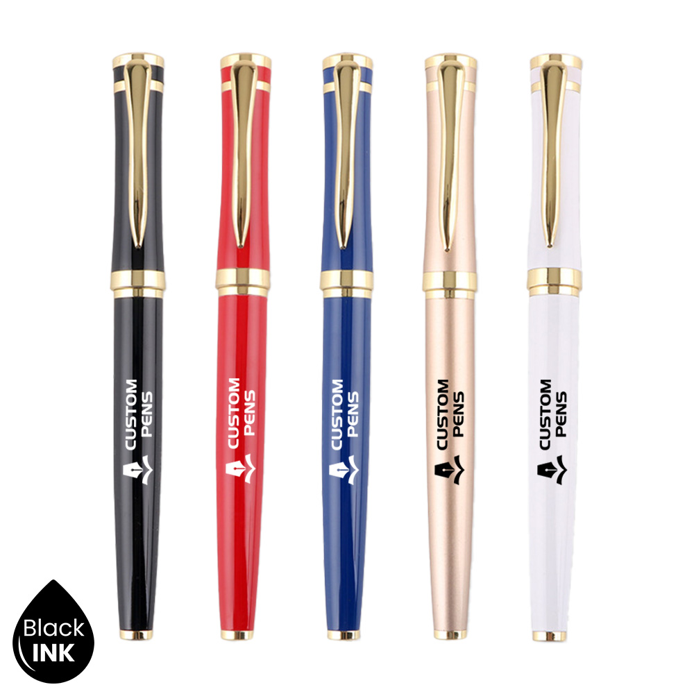 Gift Box Set With Gold Clip Rollerball Pen All Colors