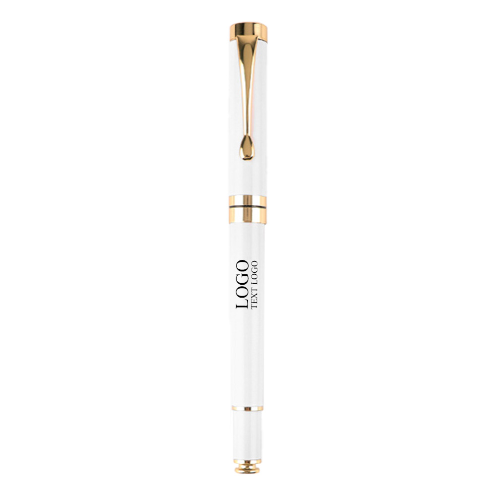 Metal Signature Rollerball Pen White With Logo
