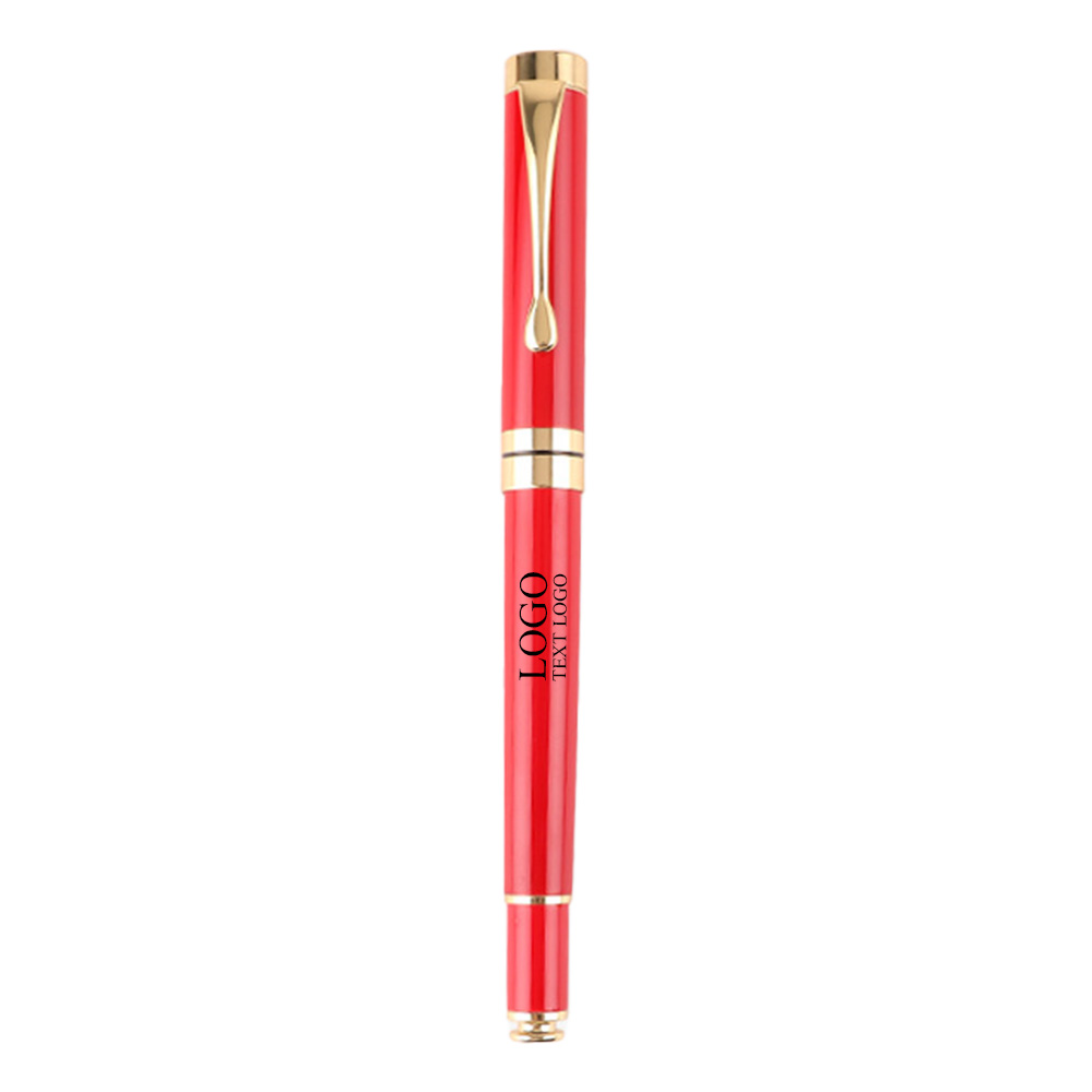 Metal Signature Rollerball Pen Red With Logo
