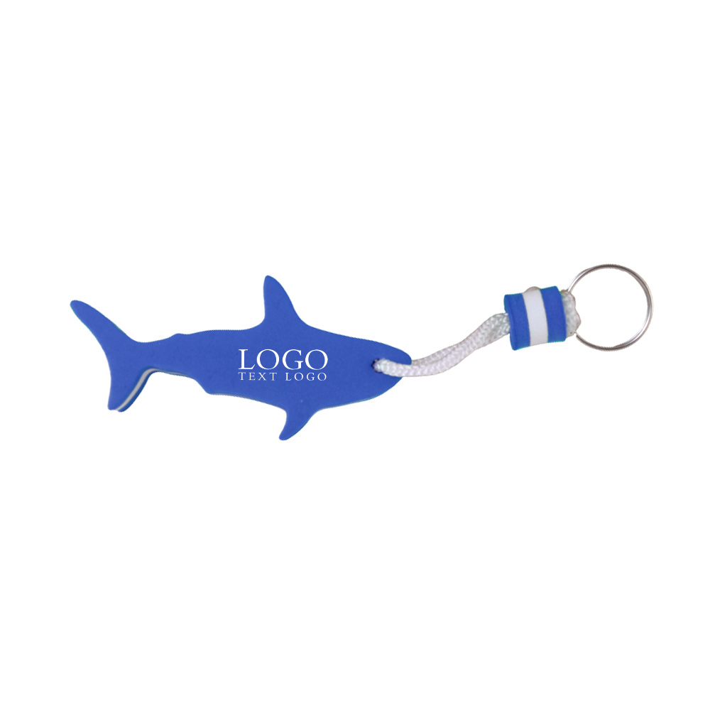 Custom EVA shark shaped keychain Pu buoy keychain with logo blue
