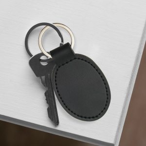 Promo Exquisite Oval PU Leather Customized Logo Keychains