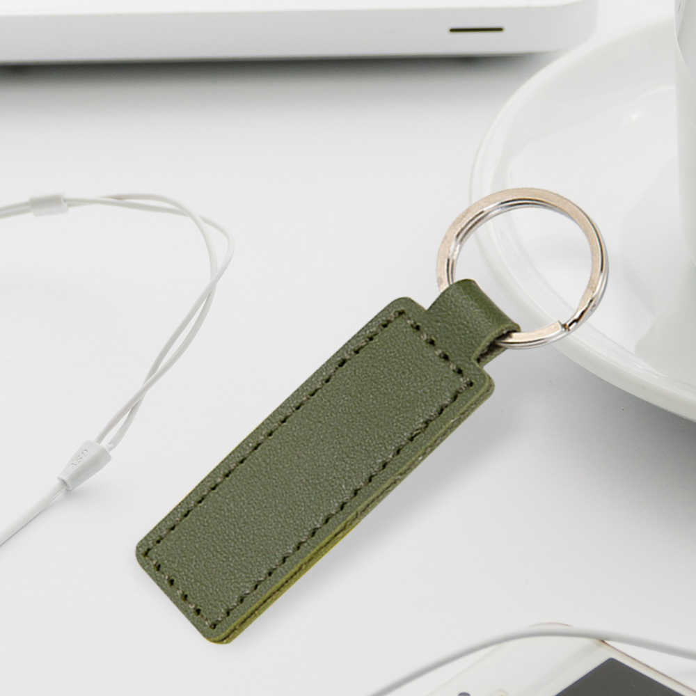 Personalized Rectangular PU Material Custom Leather Keychain