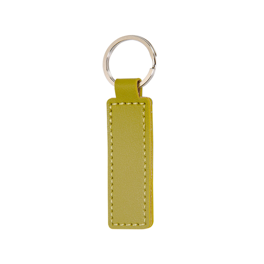 Personalized Rectangular PU Material Custom Leather Keychain Avocado Green