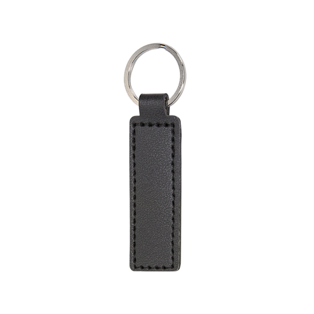 Personalized Rectangular PU Material Custom Leather Keychain Black