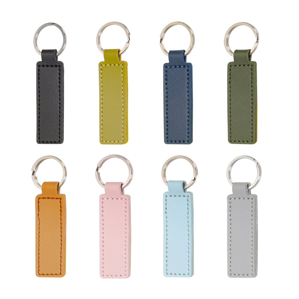 Personalized Rectangular PU Material Custom Leather Keychain Combination Chart
