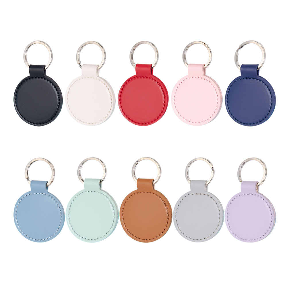 Promotional Retro Creative PU Round Leather Custom Keychains Combination Chart