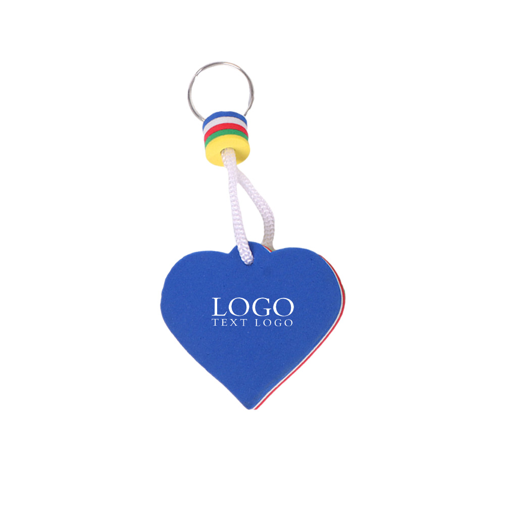 Custom Heart Shape Floating Keychain with Logo Blue