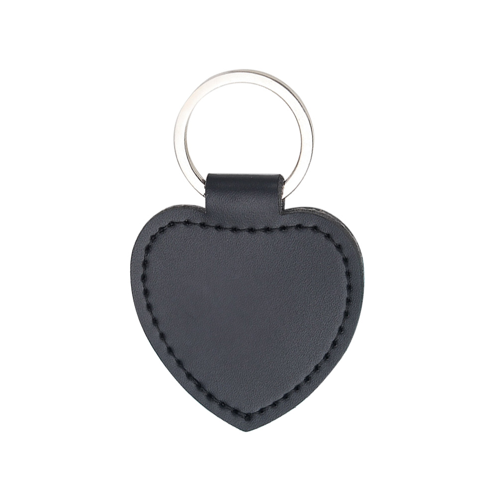 Customized Heart Shape PU Material Exquisite Leather Keychain Black
