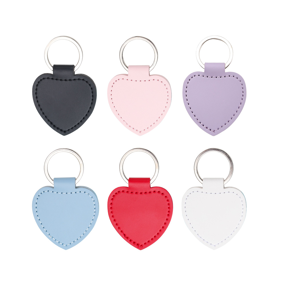Customized Heart Shape PU Material Exquisite Leather Keychain Combination Chart