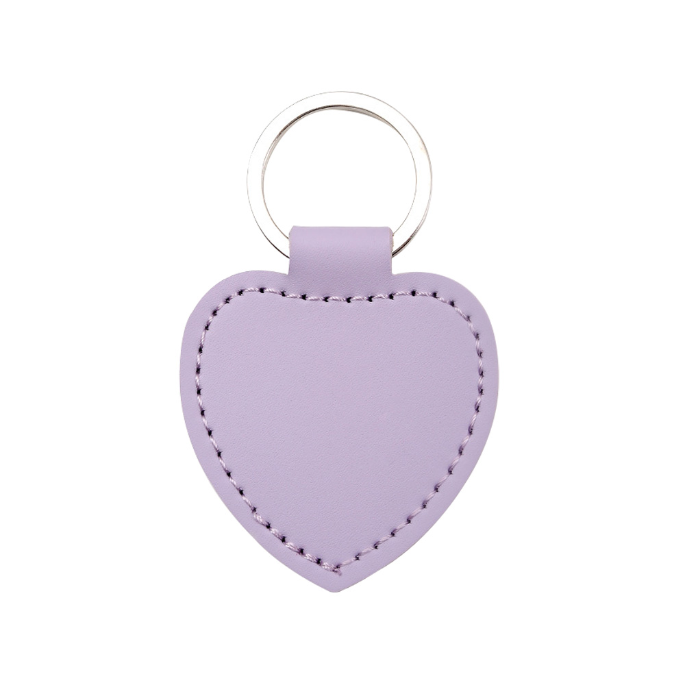 Customized Heart Shape PU Material Exquisite Leather Keychain lavender