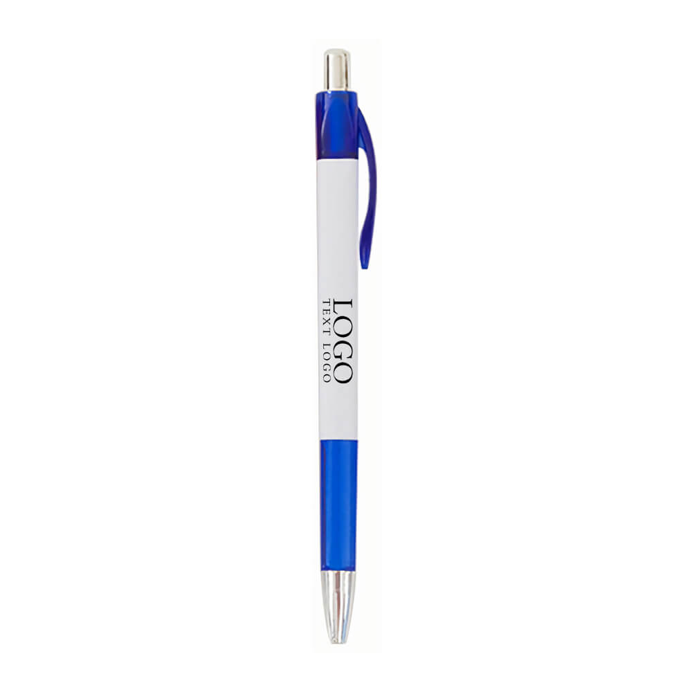 Customized Logo Simple Plastic Push Oily Ballpoint Pen with logo-blue