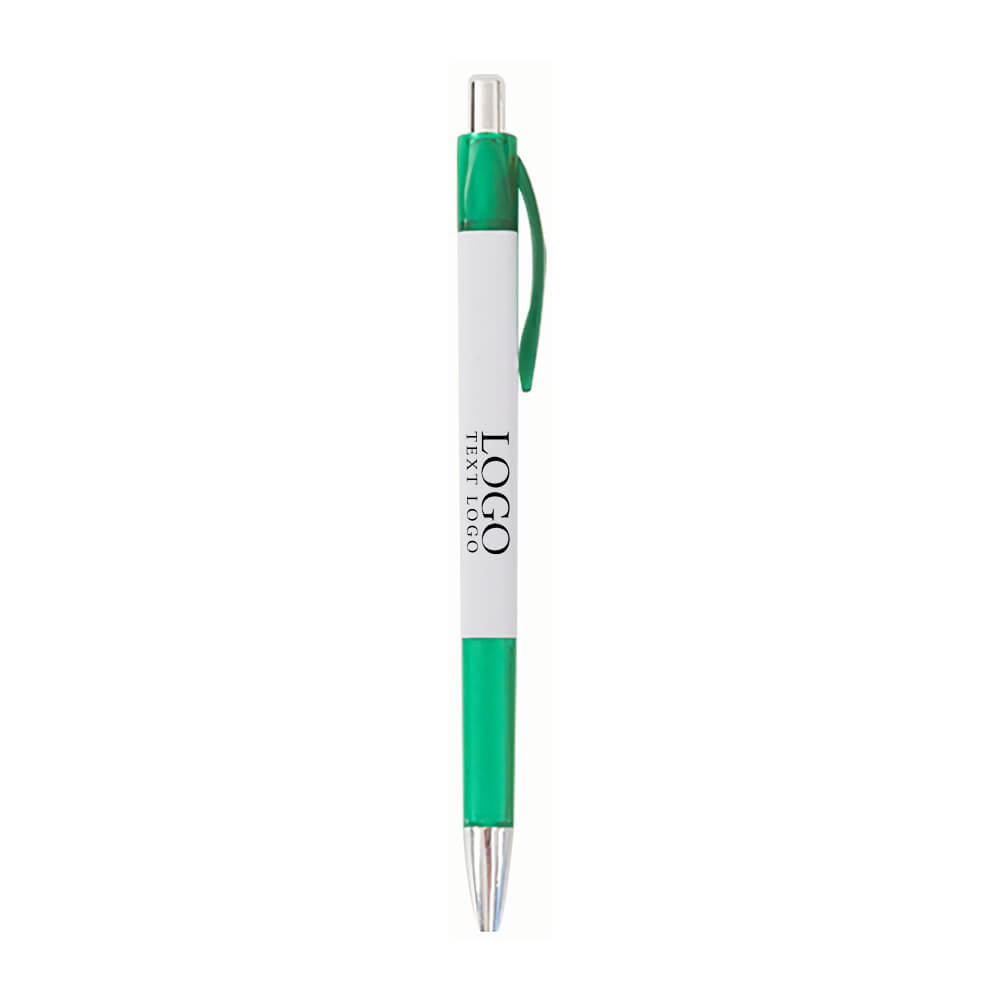 Customized Logo Simple Plastic Push Oily Ballpoint Pen with logo-green