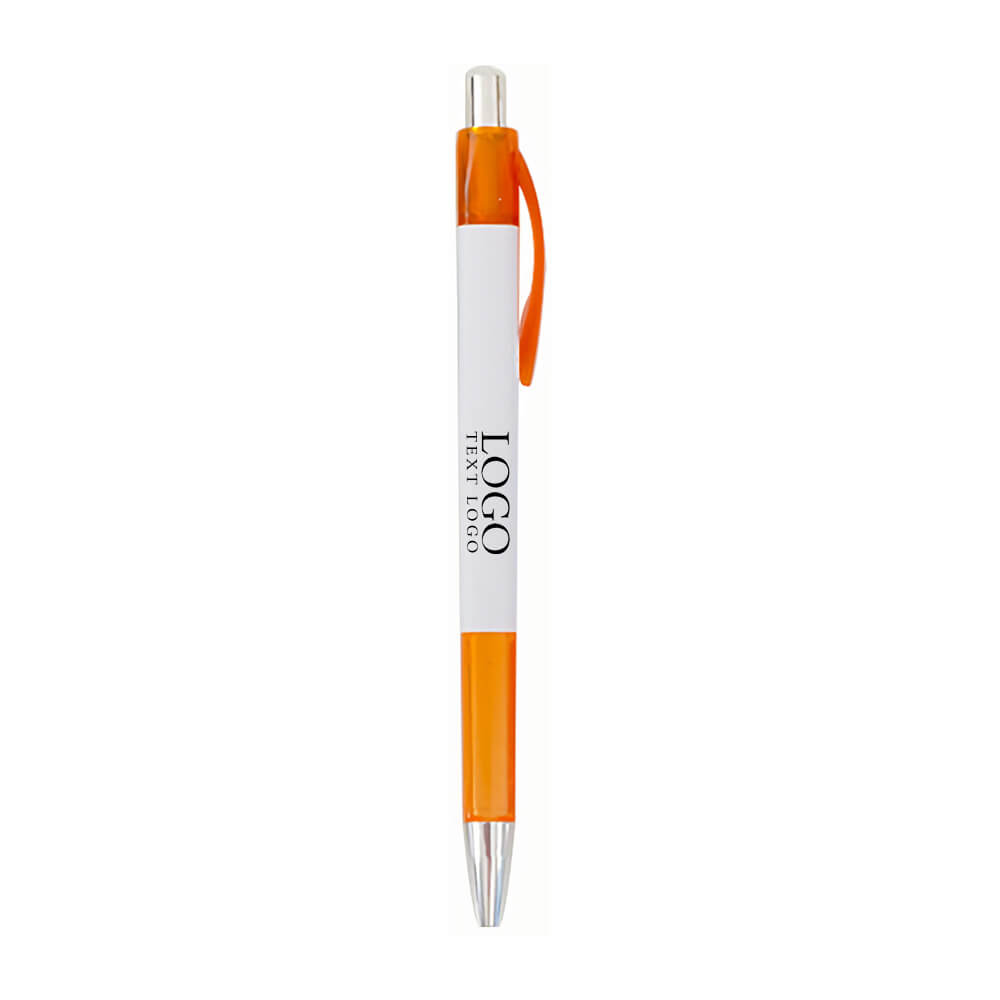 Customized Logo Simple Plastic Push Oily Ballpoint Pen with logo-orange