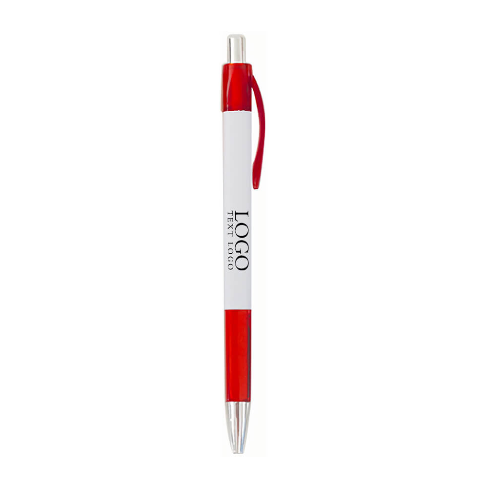 Customized Logo Simple Plastic Push Oily Ballpoint Pen with logo-red
