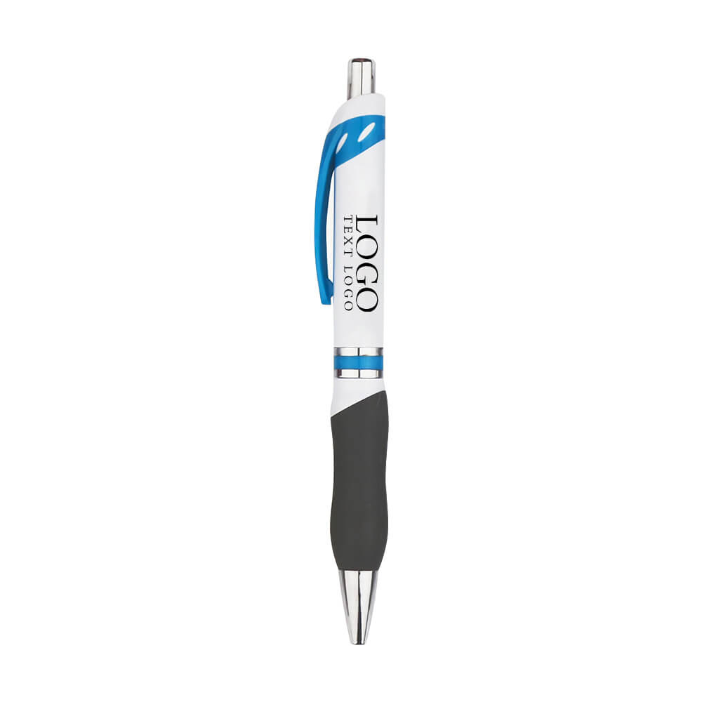 Customized color pen clip oil-based press gel pen with logo-blue
