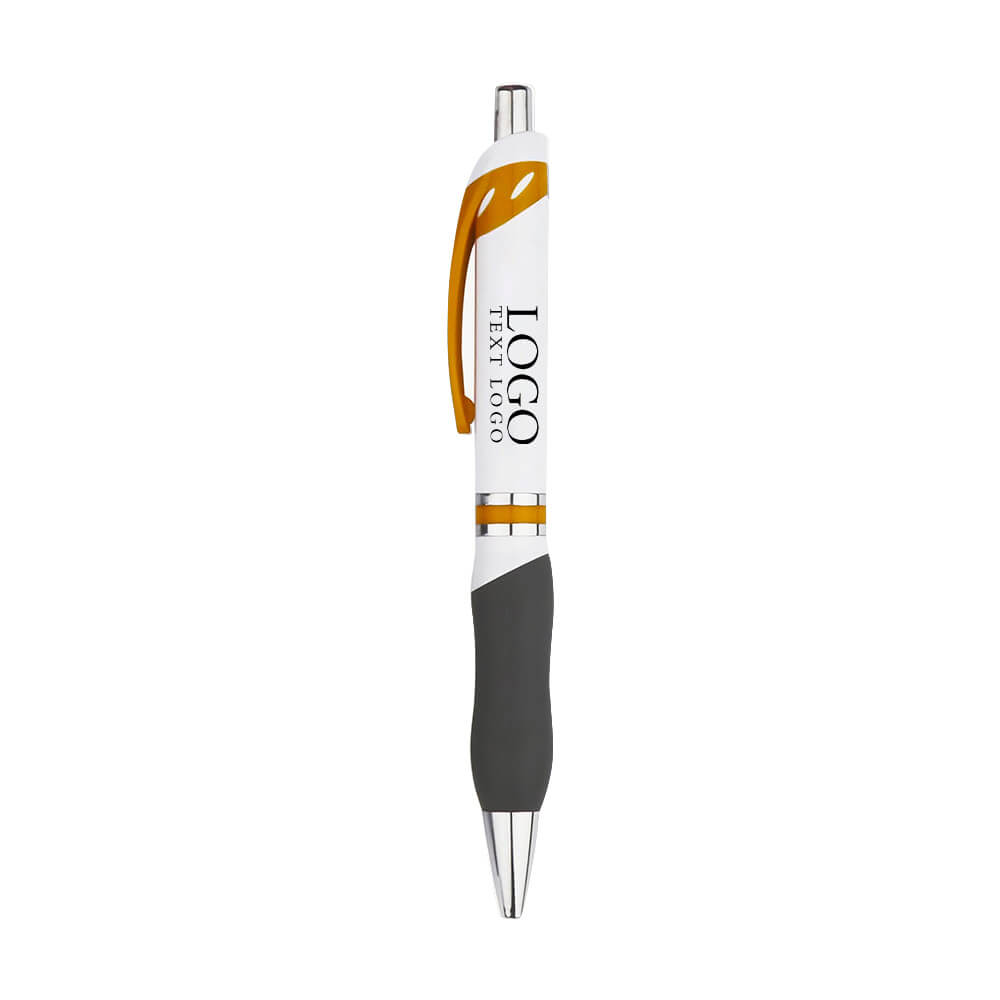 Customized color pen clip oil-based press gel pen with logo-yellow