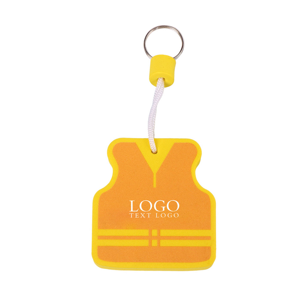 Life Jacket Shape EVA Lightweight Floating Keychain with logo yellow