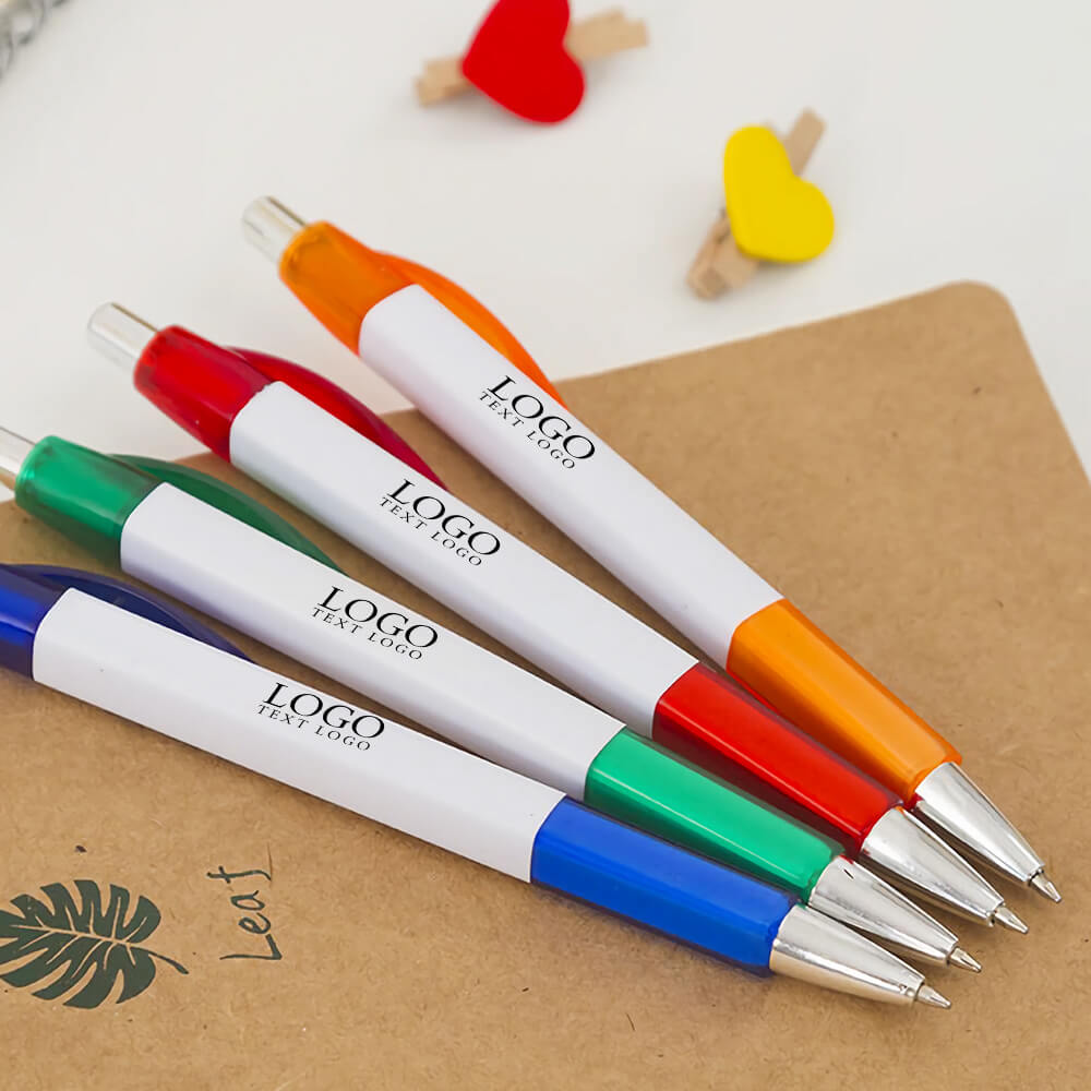 Personalized Customized Logo Simple Plastic Push Oily Ballpoint Pen