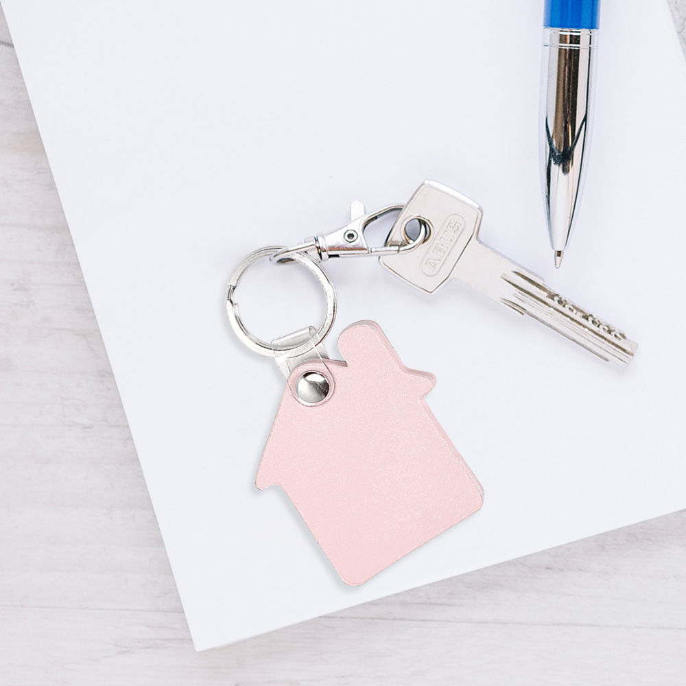 Personalized Promo Simple House Shape Creative Leather Custom Keychains