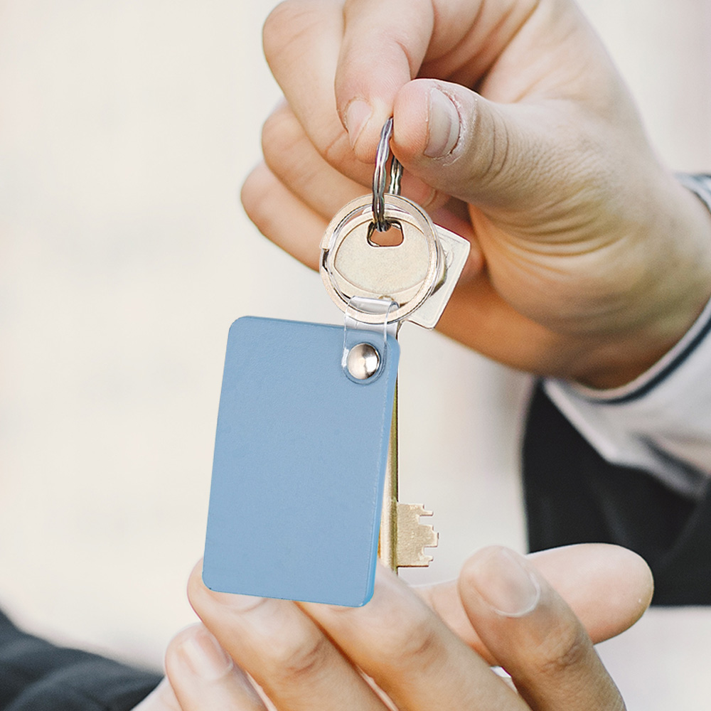 Personalized Rectangular Macaron Color Leather Customized Logo Keychains