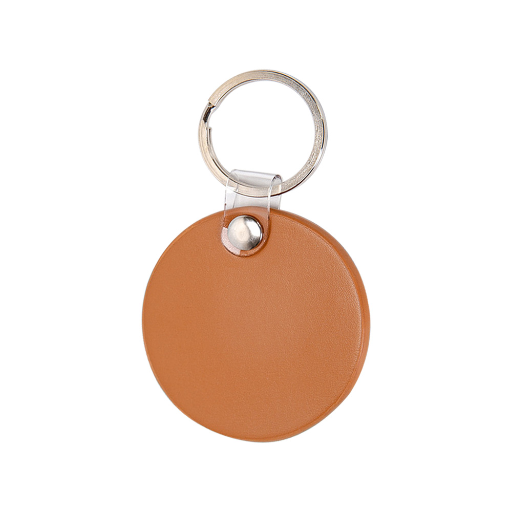Promo Creative Round Macaron Color Leather Custom Keychains Brown