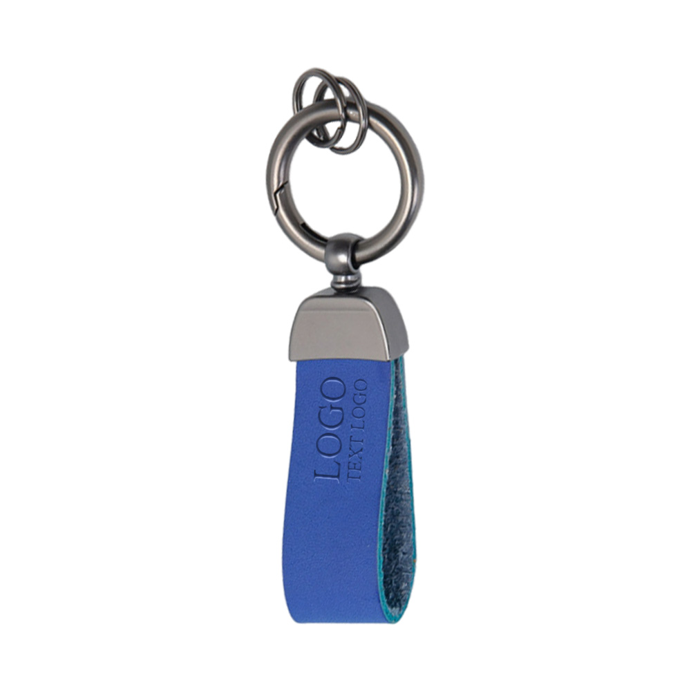 Promo High-end Fashion Leather Custom Keychains with  Logo Bluish Violet with Logo