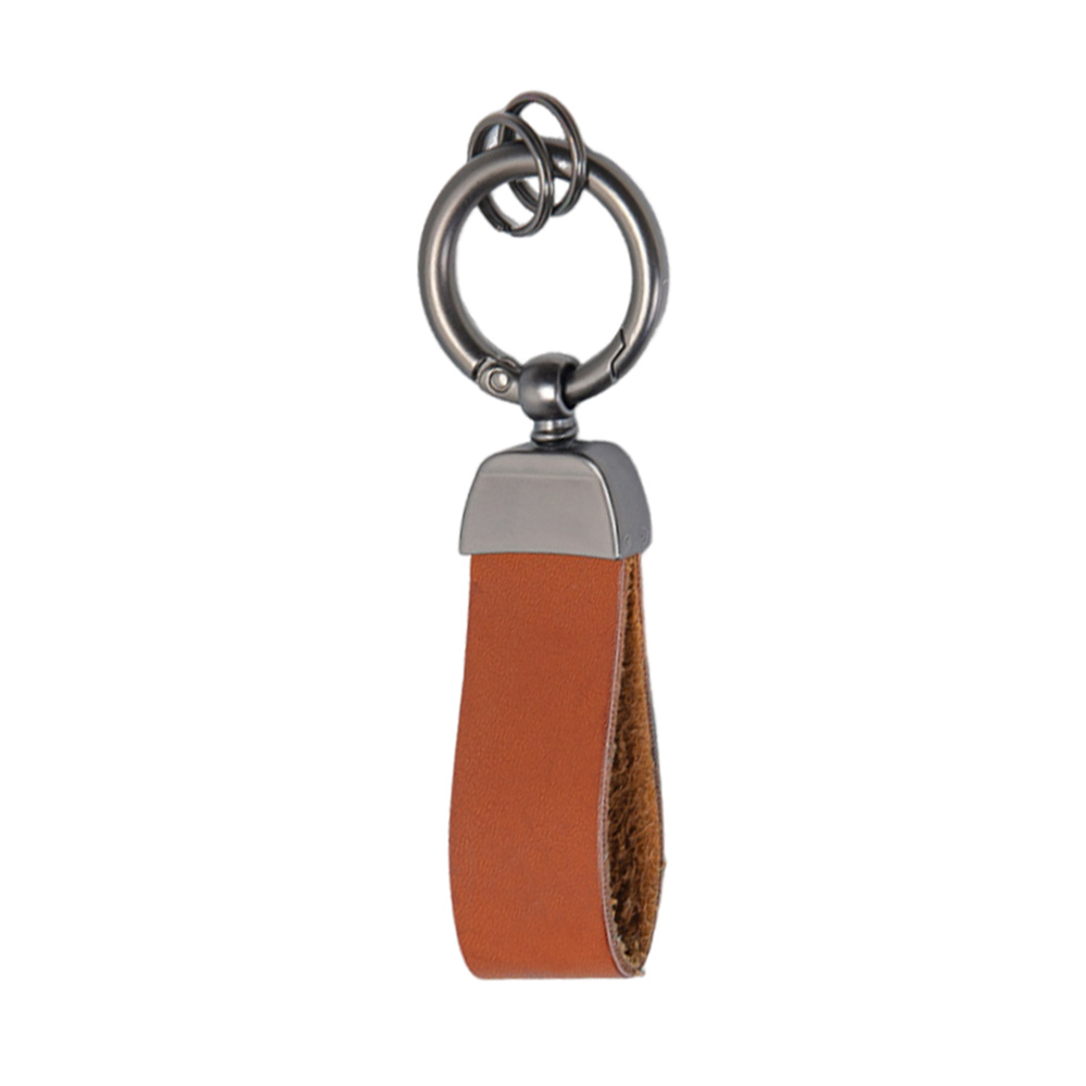 Promo High-end Fashion Leather Custom Keychains with  Logo Brown