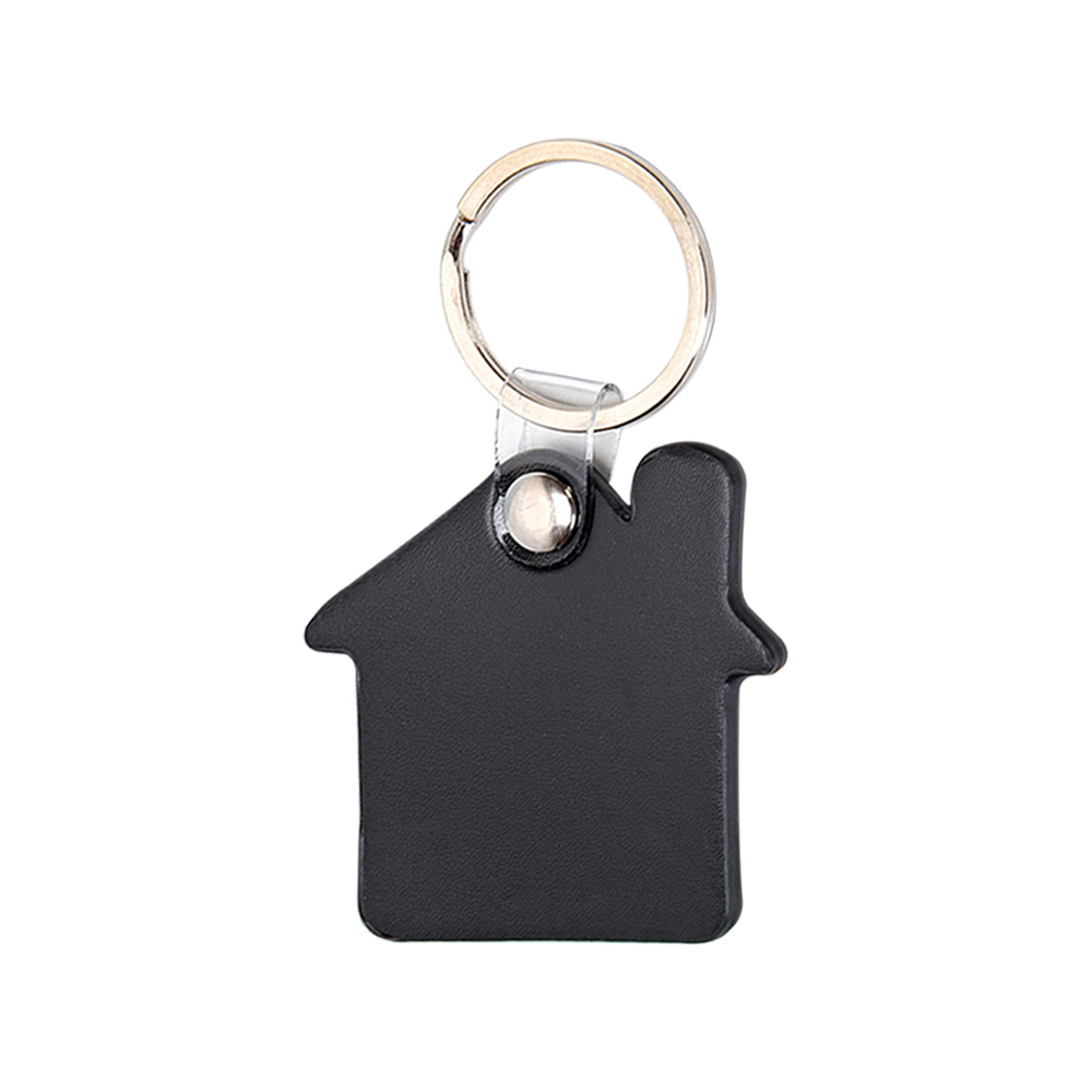 Promo Simple House Shape Creative Leather Custom Keychains Black