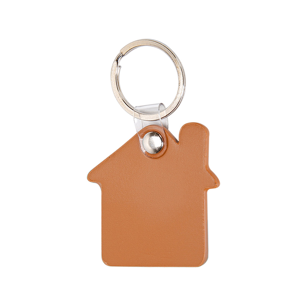 Promo Simple House Shape Creative Leather Custom Keychains Brown