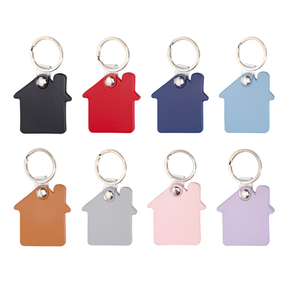 Promo Simple House Shape Creative Leather Custom Keychains Combination Chart