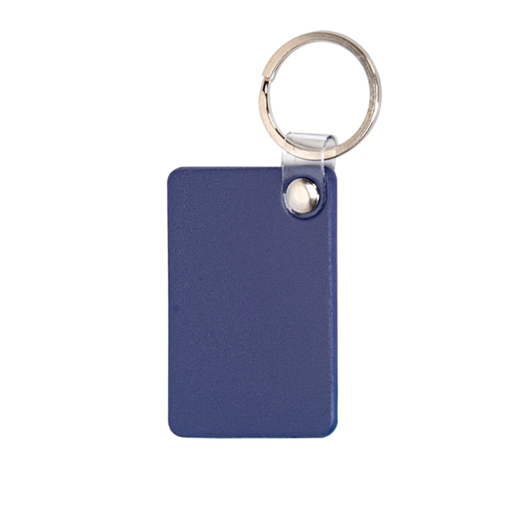 Rectangular Macaron Color Leather Customized Logo Keychains Bluish violet