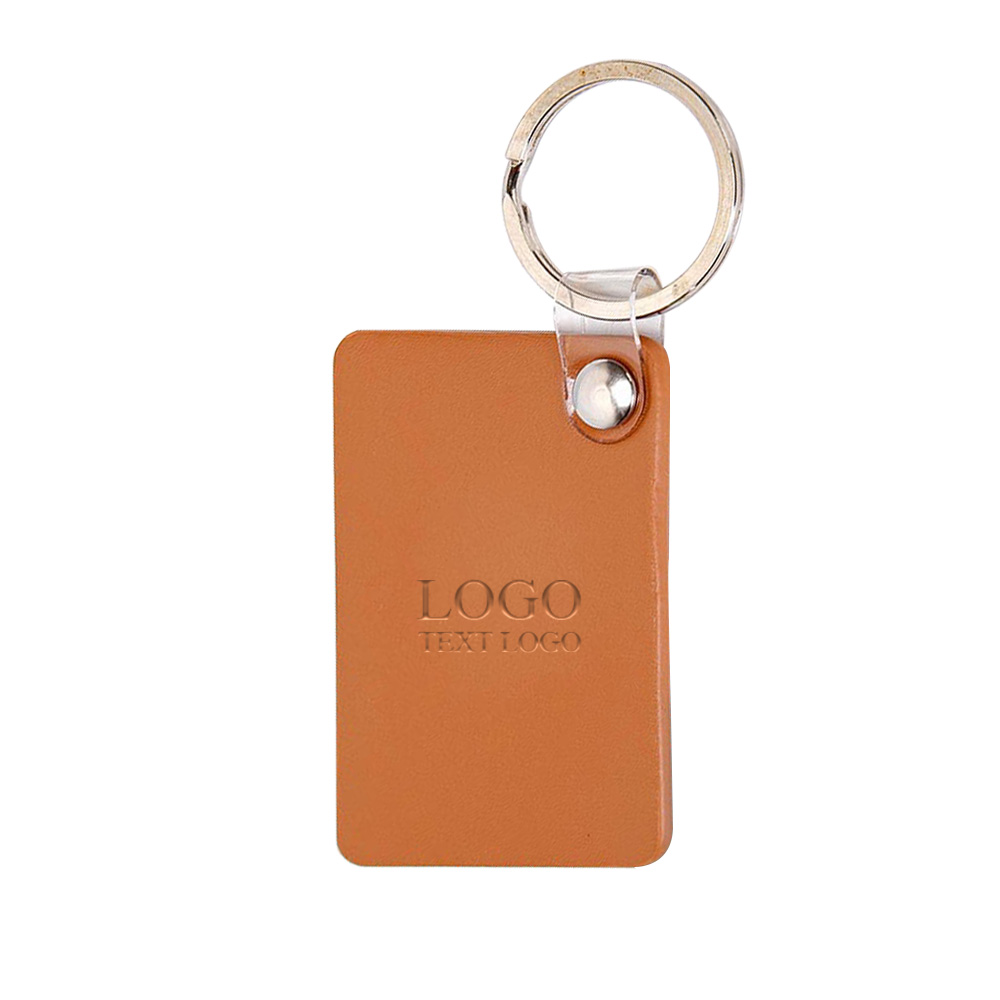 Rectangular Macaron Color Leather Customized Logo Keychains Brown with Logo