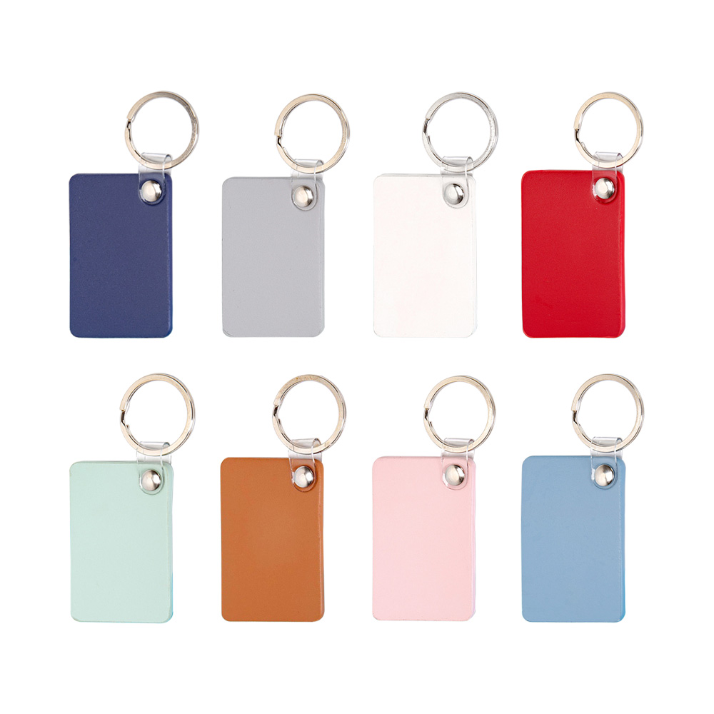 Rectangular Macaron Color Leather Customized Logo Keychains Combination Chart