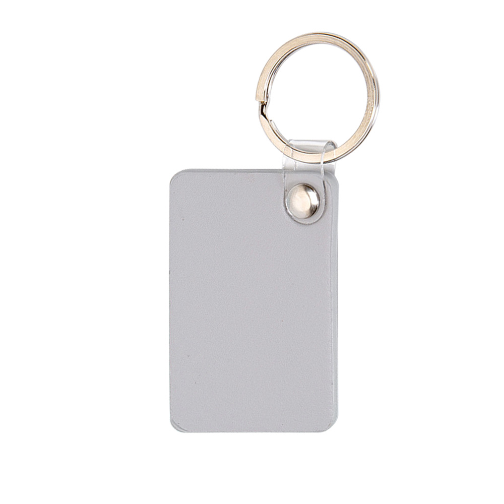 Rectangular Macaron Color Leather Customized Logo Keychains Gray
