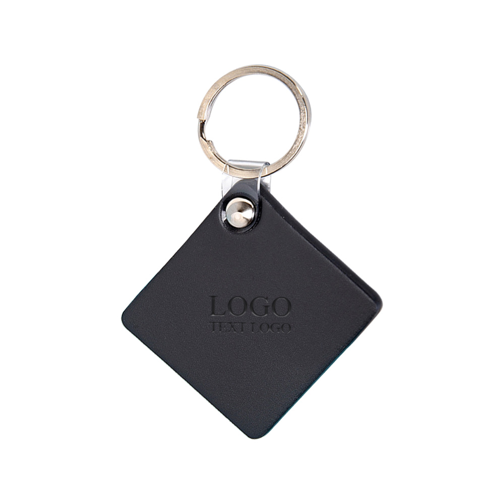 Square Macaron Color Creative Leather Customized Keychains Black with Logo