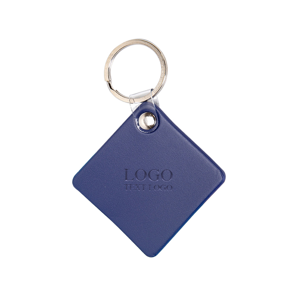 Square Macaron Color Creative Leather Customized Keychains Bluish violet with Logo