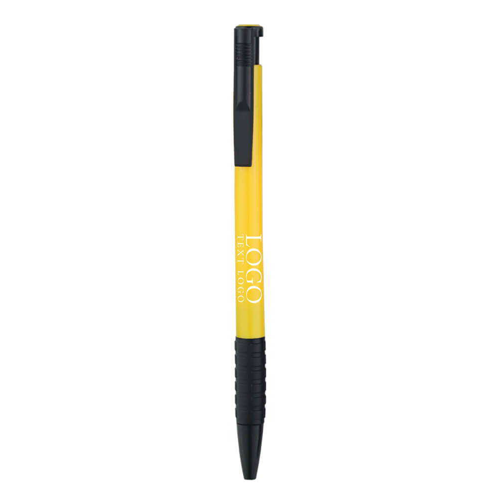 Customizable Logo Push Plastic Ballpoint Pen-Customized Pen with logo-yellow