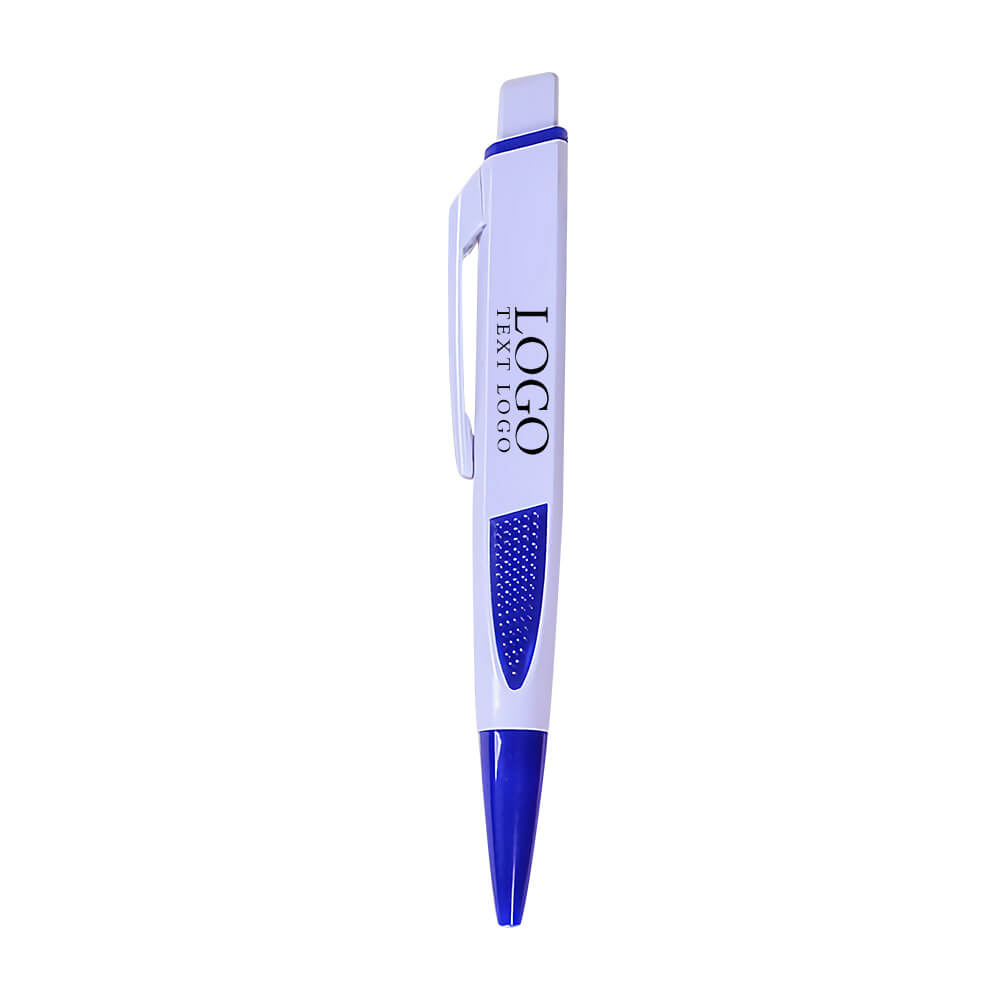 Customizable plastic push square oily flat ballpoint pen with logo-blue
