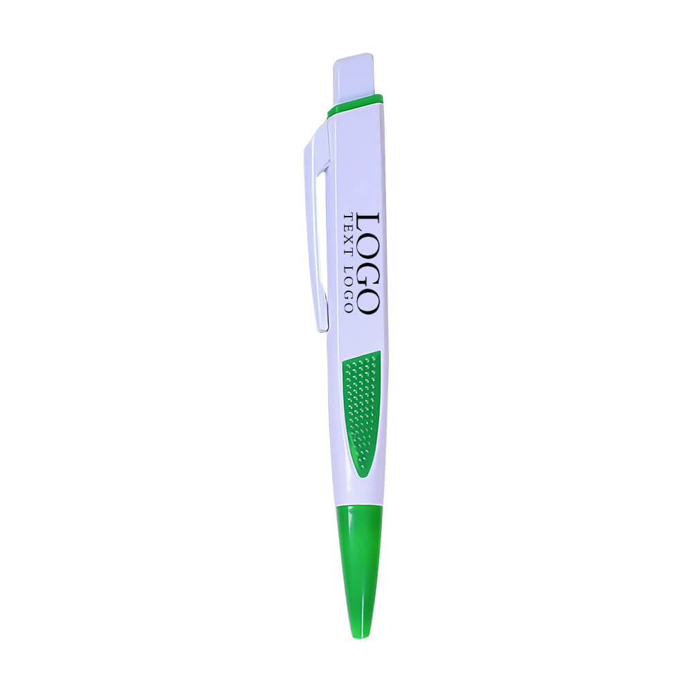 Customizable plastic push square oily flat ballpoint pen with logo-green
