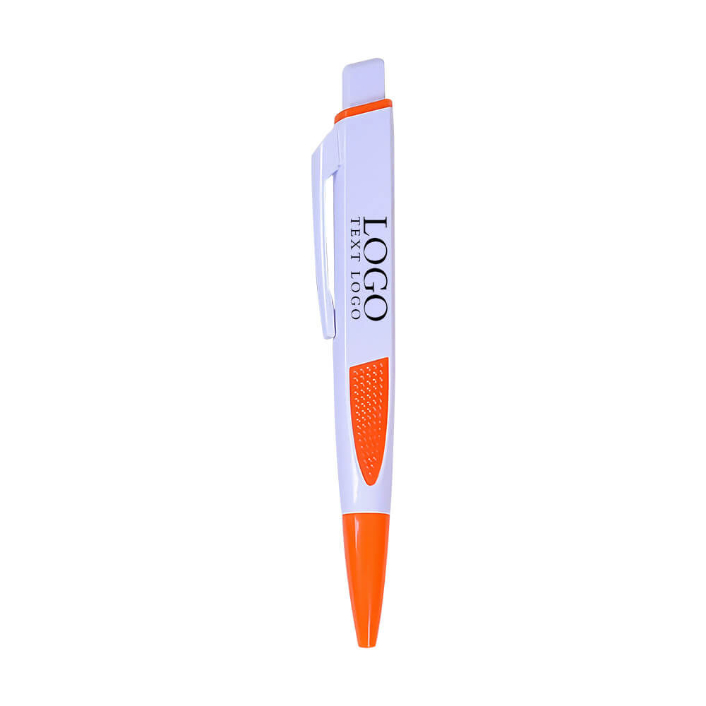 Customizable plastic push square oily flat ballpoint pen with logo-orange