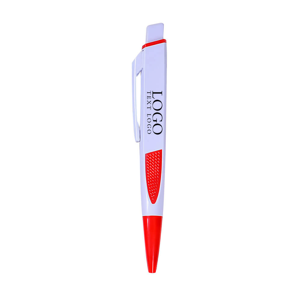 Customizable plastic push square oily flat ballpoint pen with logo-red