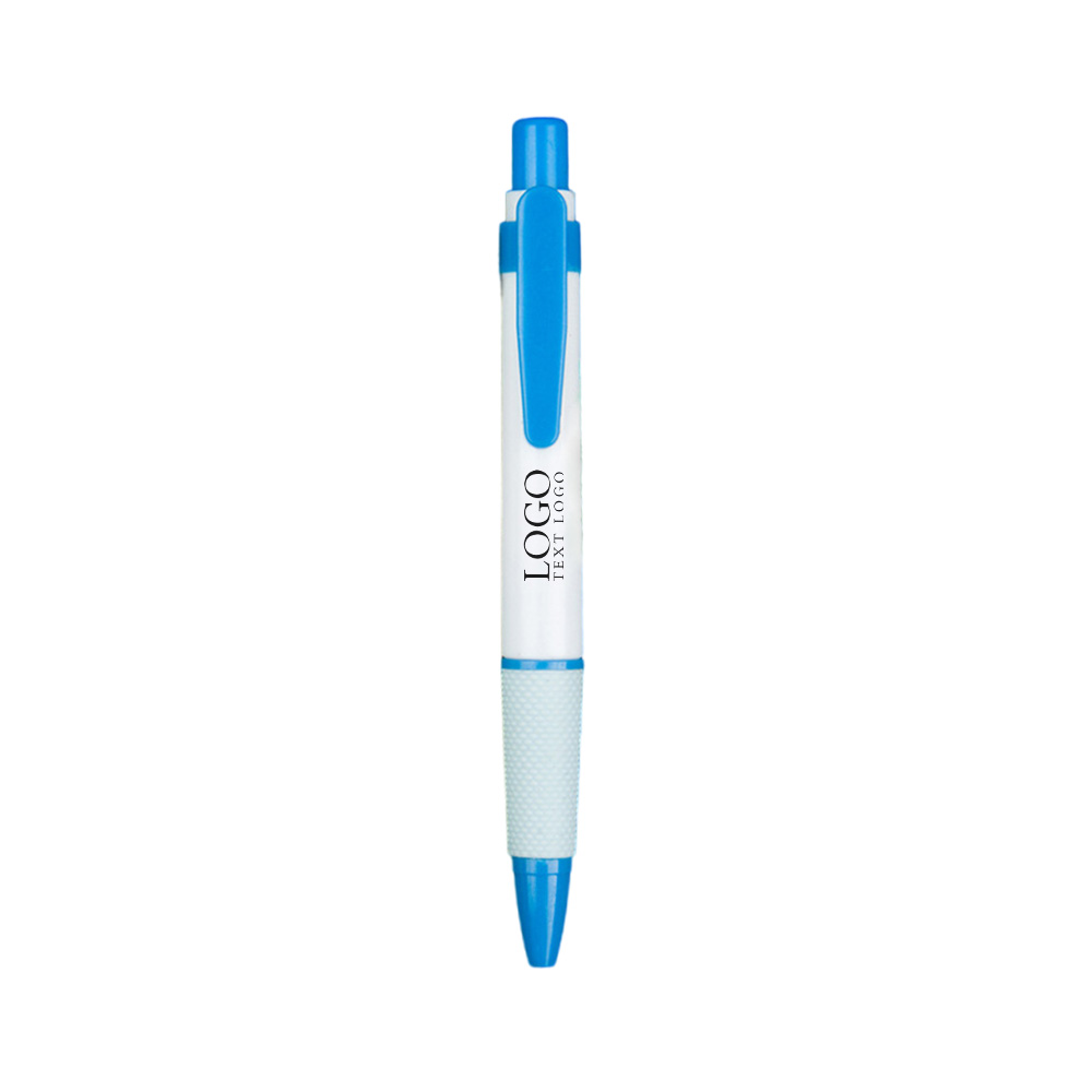Customized Logo White Shaft Oil-Based Ballpoint Pen with logo-blue