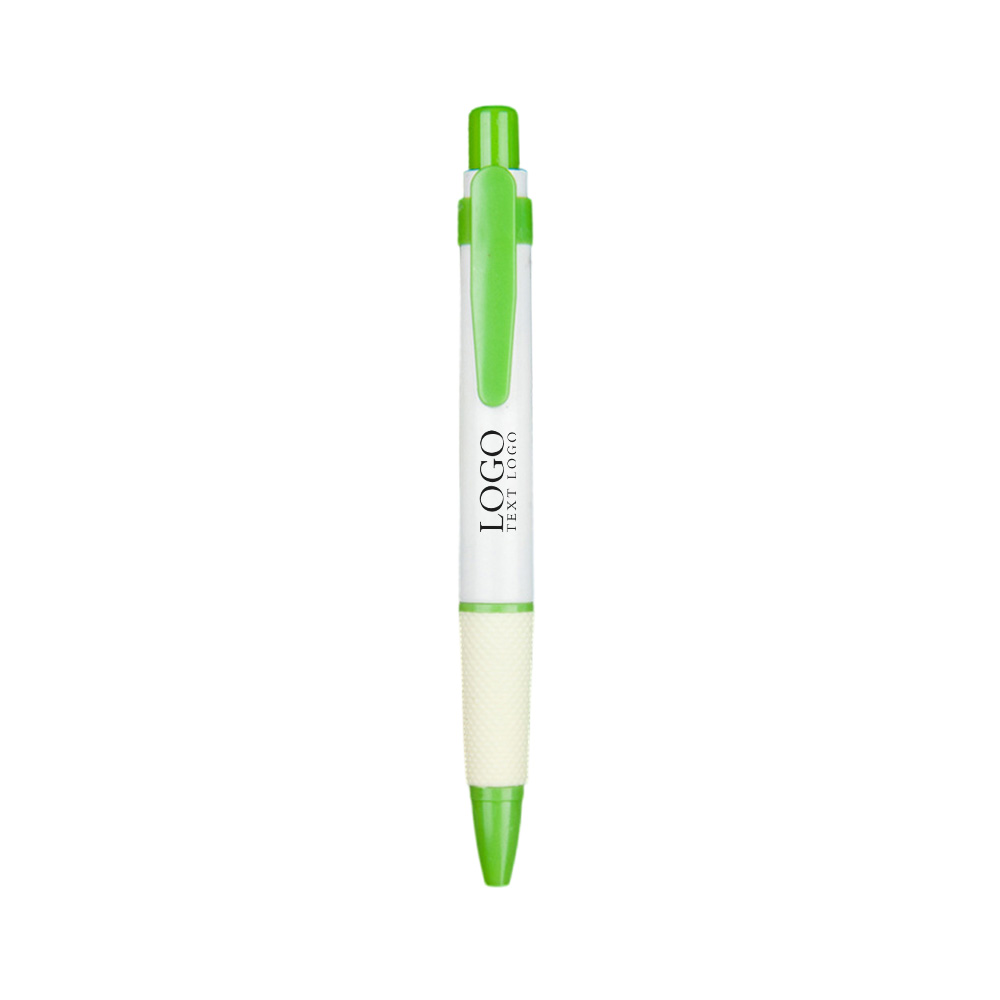 Customized Logo White Shaft Oil-Based Ballpoint Pen with logo-green
